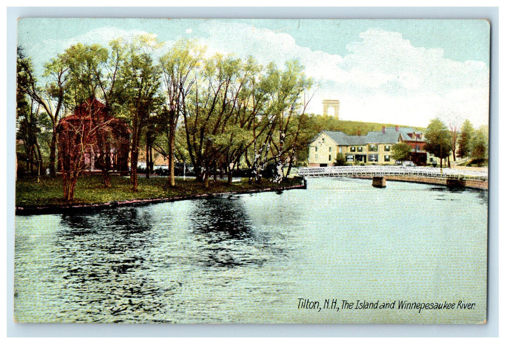c1905 The Island and Winnepesauke River Tilton New Hampshire Antique Postcard