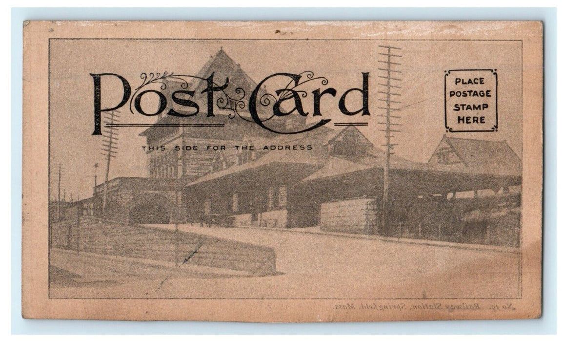 1905 Railway Station, Springfield Massachusetts MA Antique Unposted Postcard