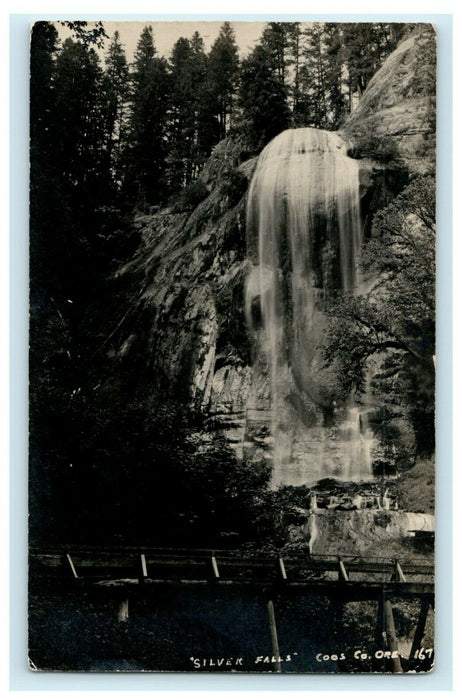 1978 Silver Falls Coos County Oregon OR Waterfall RPPC Photo Postcard