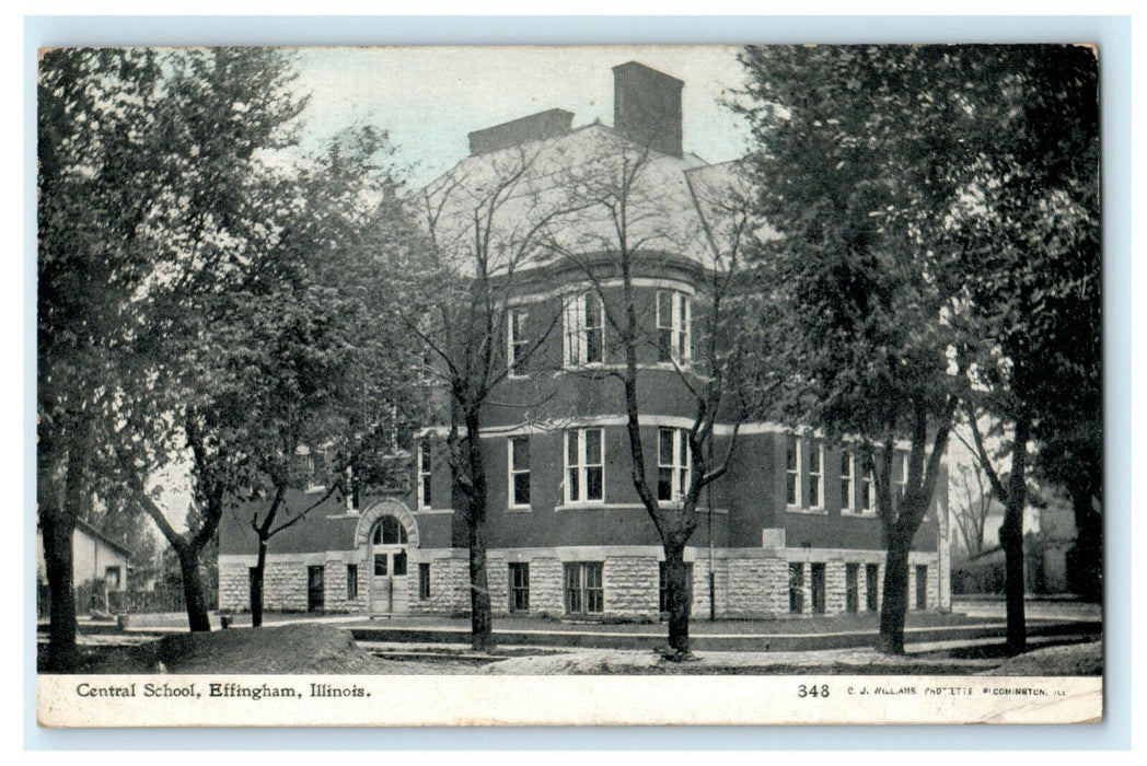 1911 Central School Effingham Illinois IL Posted Antique Postcard