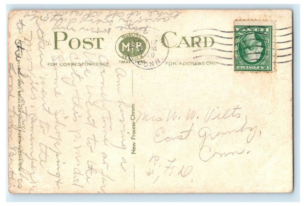 1920 Crosby High School Building Waterbury Connecticut CT Antique Postcard