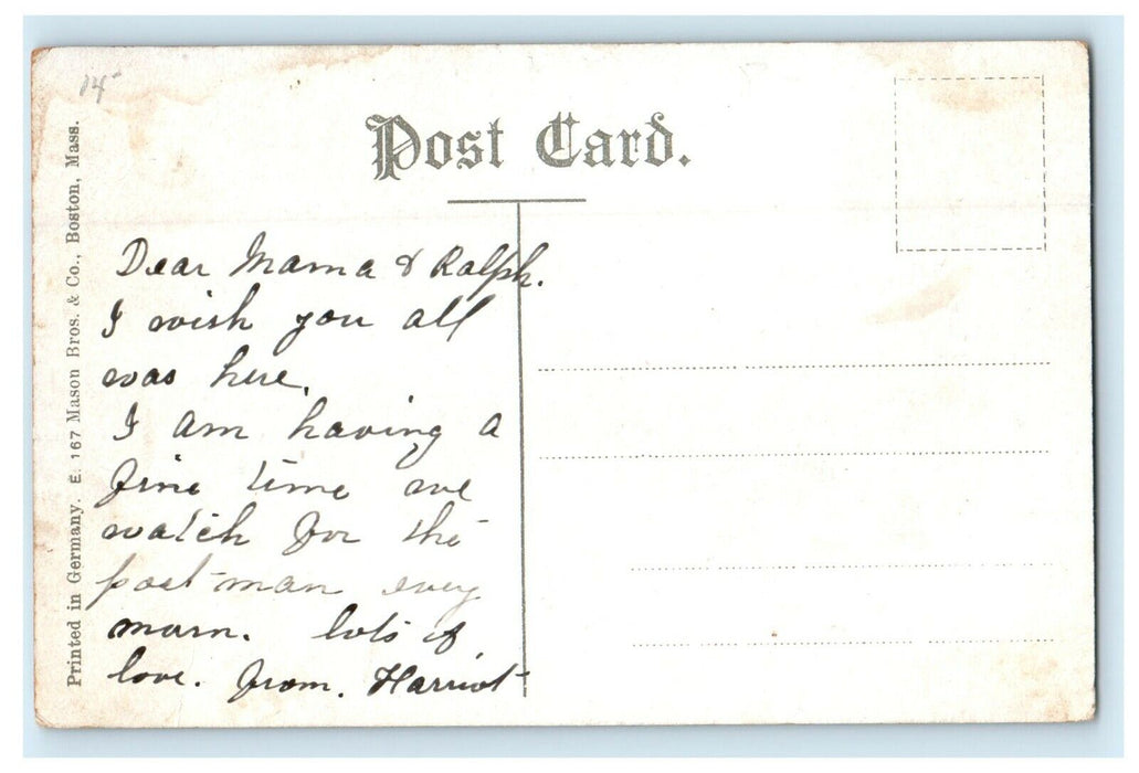 c1910 Lynn R. R Station Train Passengers Lynn Massachusetts MA Antique Postcard