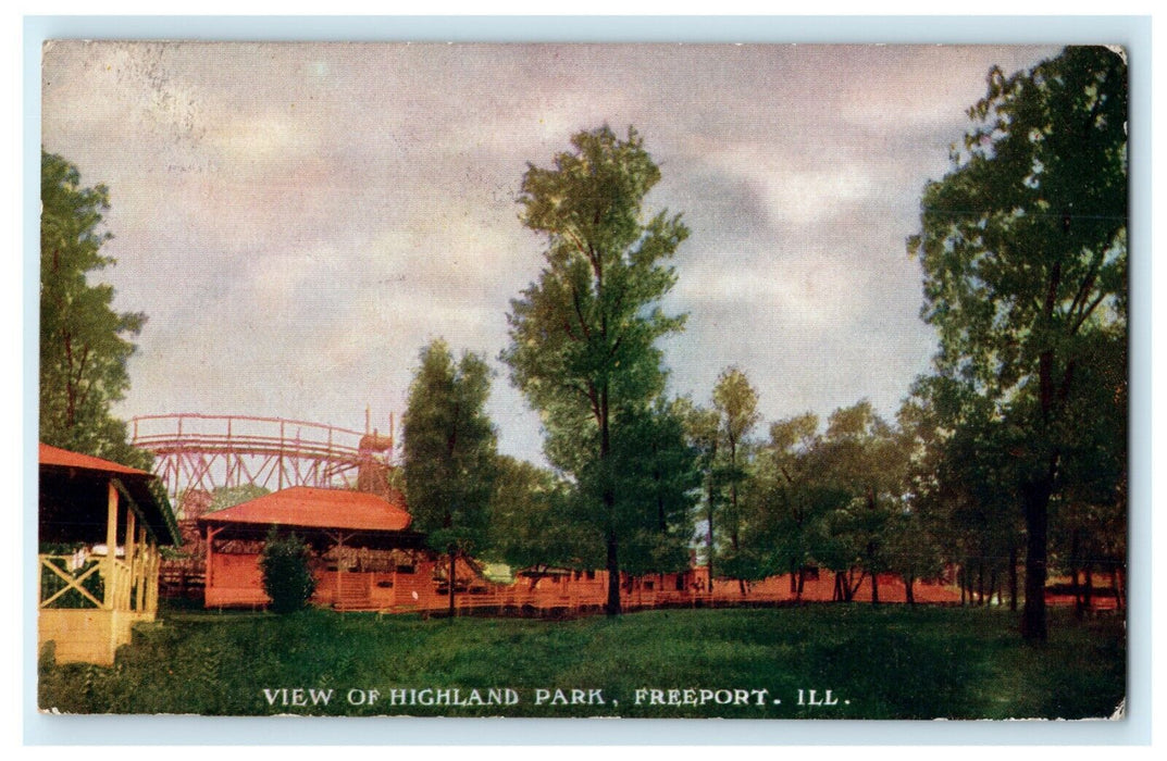 c1910's Highland Park Freeport Illinois IL Posted Antique McConnel Postcard