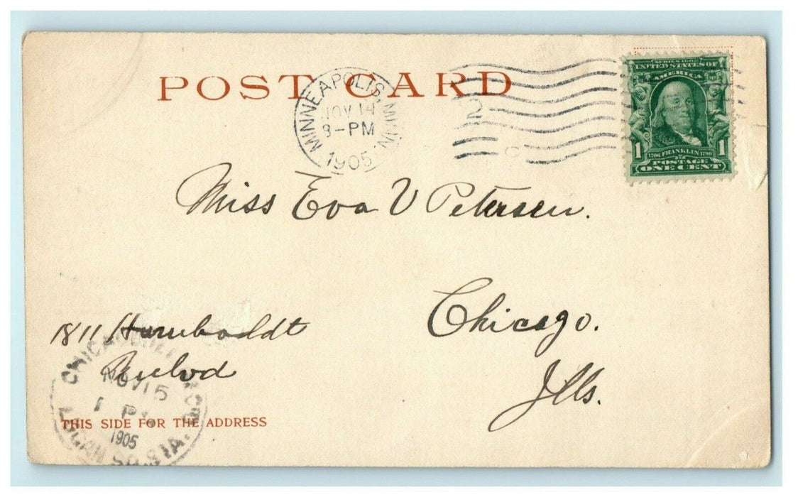 1905 Minneapolis Minnesota Across River MN Antique Posted Postcard