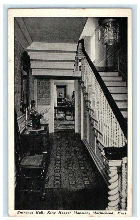 c1910 Entrance Hall King Hooper Mansion Marblehead Massachusetts MA Postcard