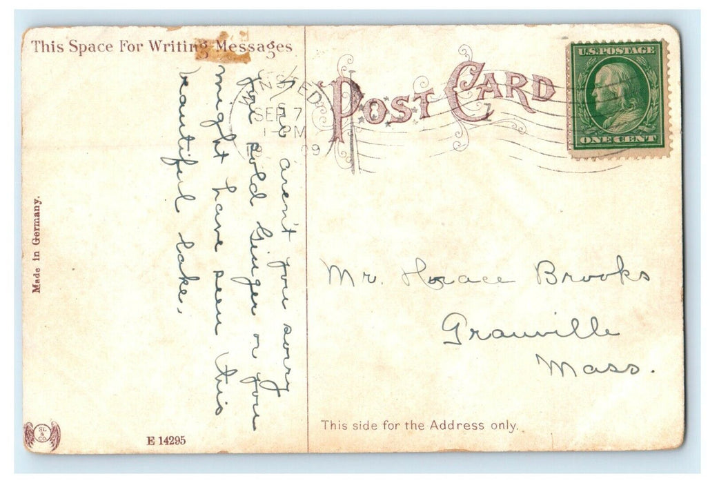 1909 Boats Moving in Highland Lake, Winsted Connecticut CT Postcard