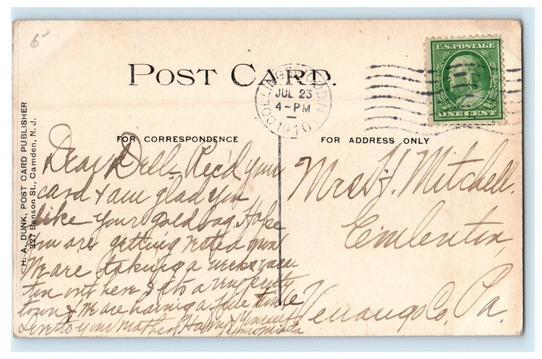 1910s View from Boat Landing, Knights Park, Collingswood, New Jersey NJ Postcard