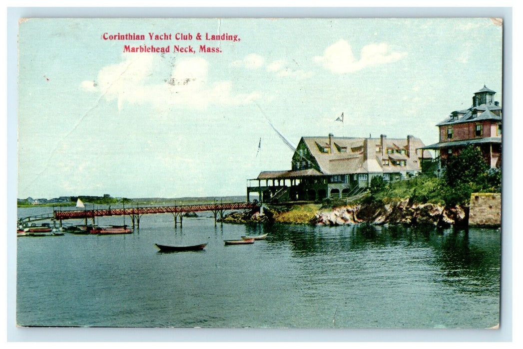 1911 Corinthian Yacht Club & Landing Marblehead Neck Massachusetts MA Postcard