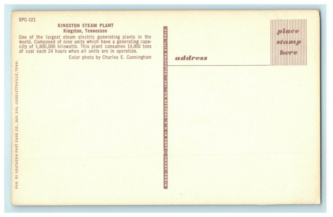 c1960's Kingston Steam Plant Tennessee TN Unposted Vintage Postcard