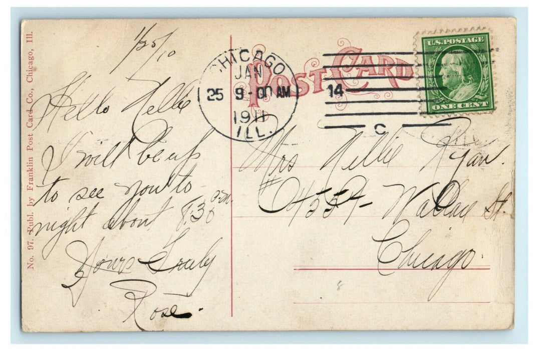 1910 Dearborn Street Railroad Station Chicago Illinois IL Antique Postcard