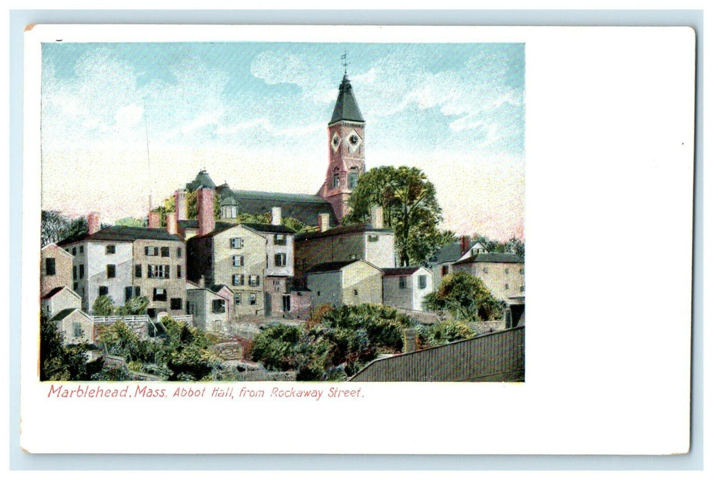 c1905 Abbot Hall From Rockaway Street Marblehead Massachusetts MA Postcard