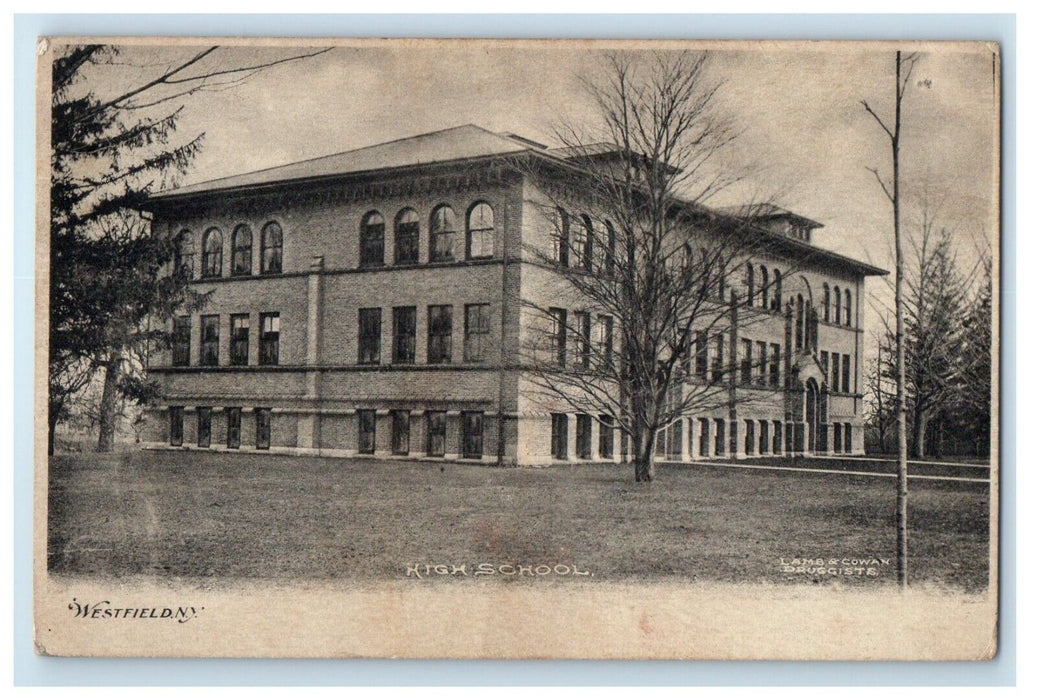 c1905 High School Building Campus Westfield New York NY Antique Postcard