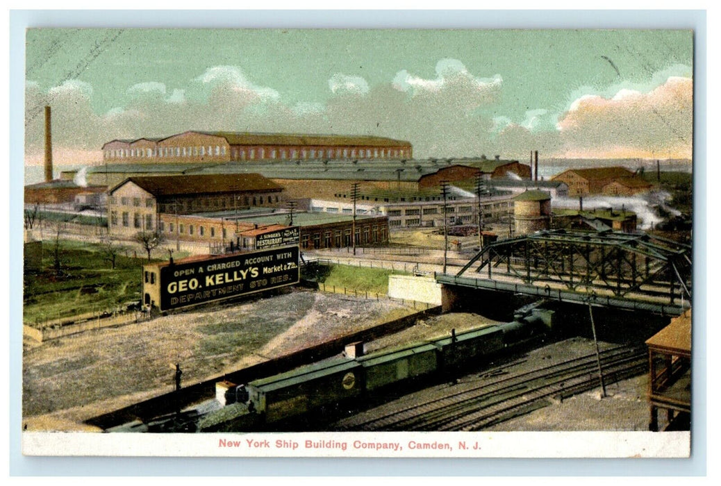 1909 New York Ship Building Company, Camden, New Jersey NJ Antique Postcard
