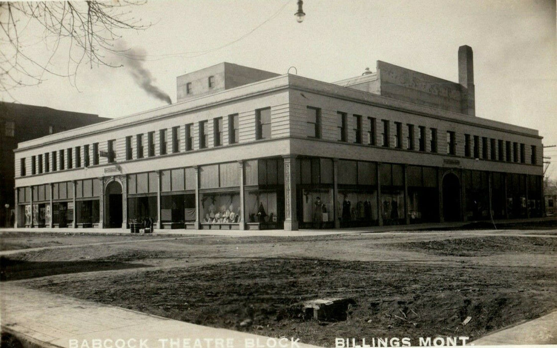 c1920's Babcock Theater Block Billings Montana MT Store RPPC Photo Postcard