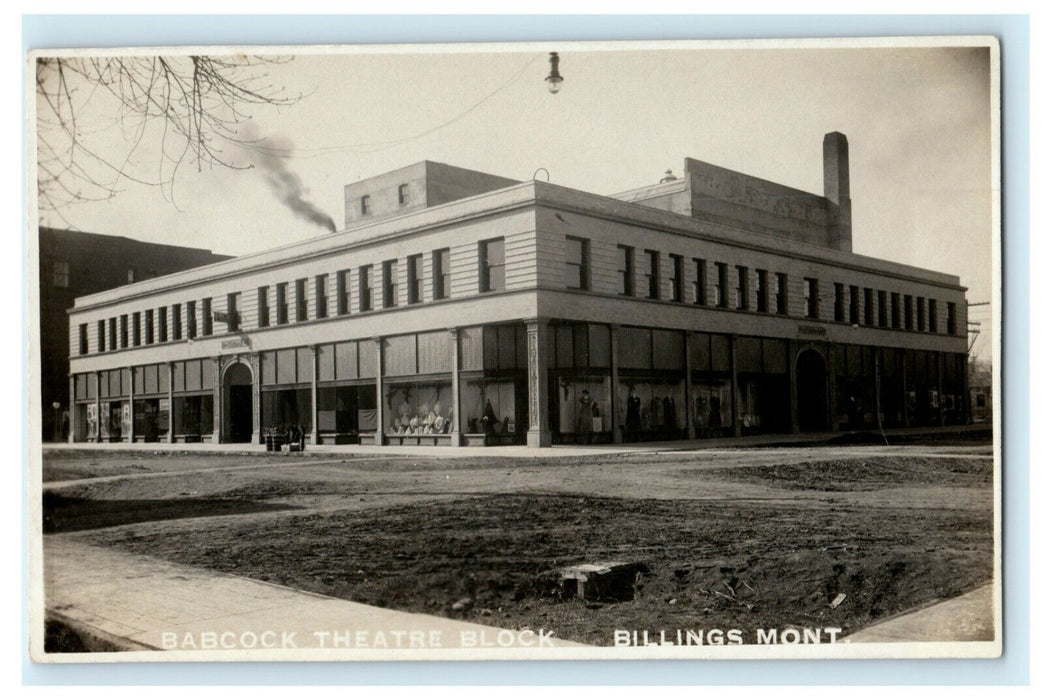 c1920's Babcock Theater Block Billings Montana MT Store RPPC Photo Postcard