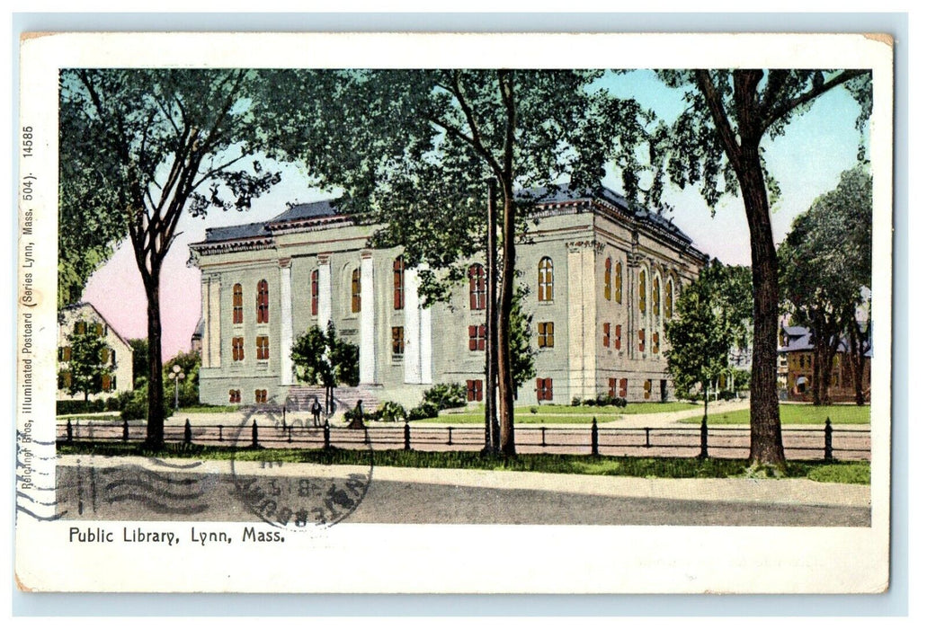 1906 Copper Window Public Library Building Lynn Massachusetts MA Postcard