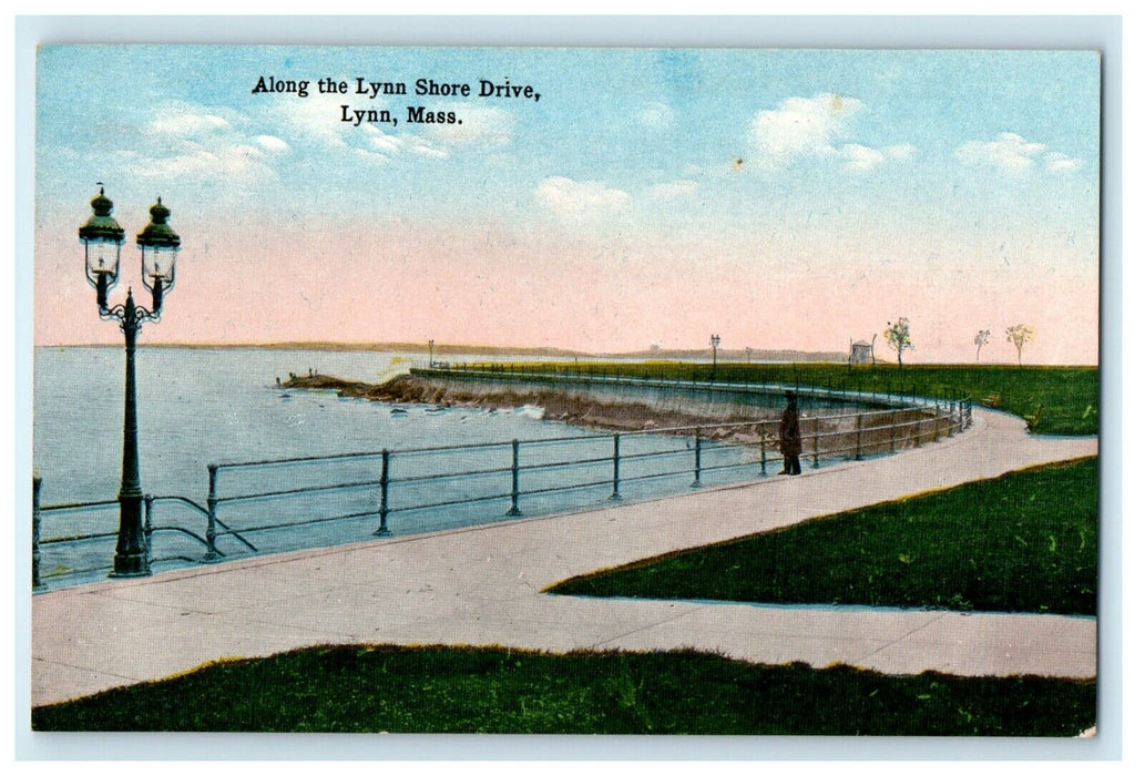 c1910 Along The Lynn Shore Drive Beach Scene Lynn Massachusetts MA Postcard