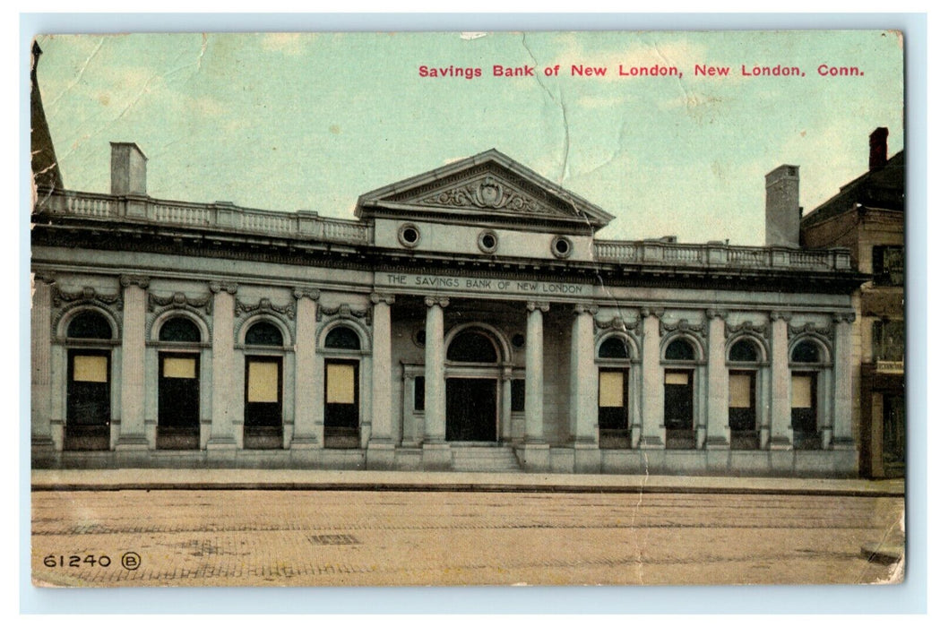 1911 Transit Clerk Savings Bank New London Connecticut CT Posted Postcard