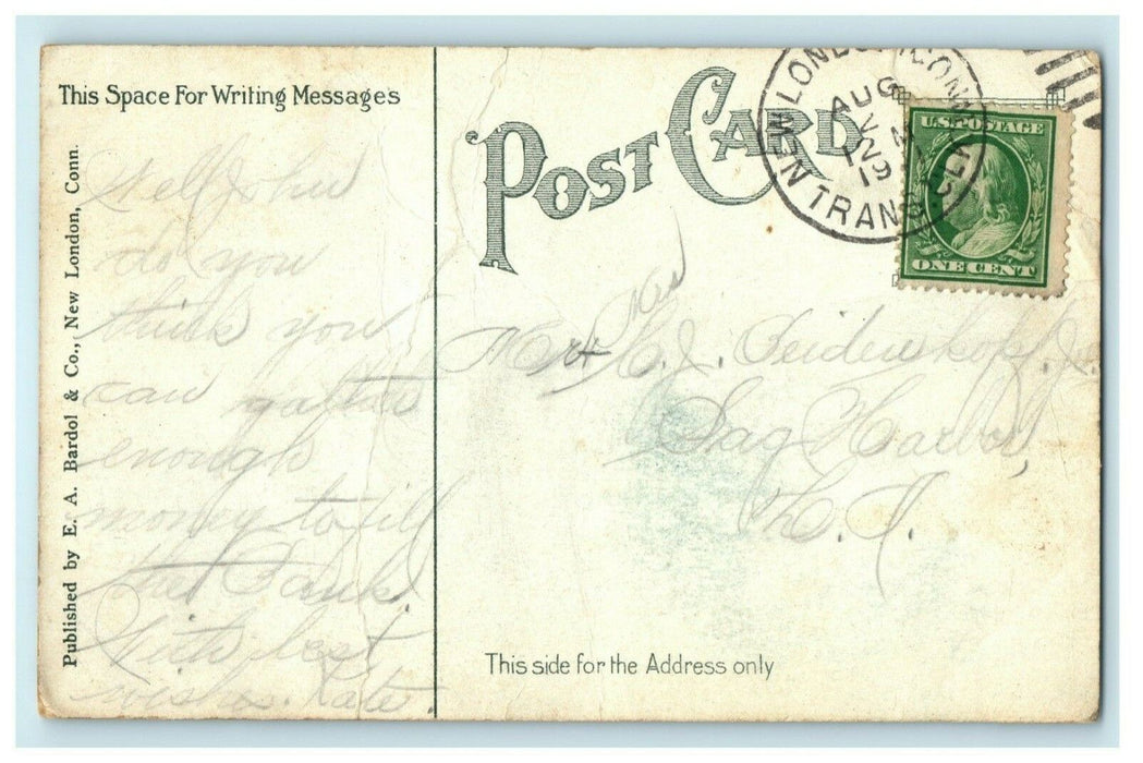 1911 Transit Clerk Savings Bank New London Connecticut CT Posted Postcard