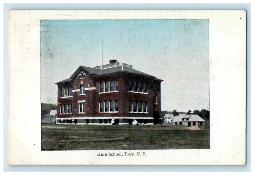 1913 High School Troy New Hampshire NH Posted Antique Postcard