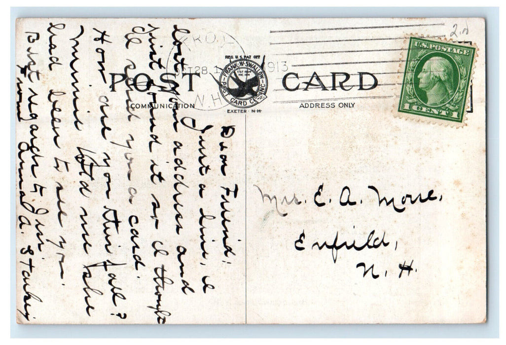 1913 High School Troy New Hampshire NH Posted Antique Postcard