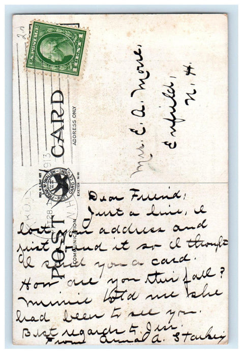 1913 High School Troy New Hampshire NH Posted Antique Postcard