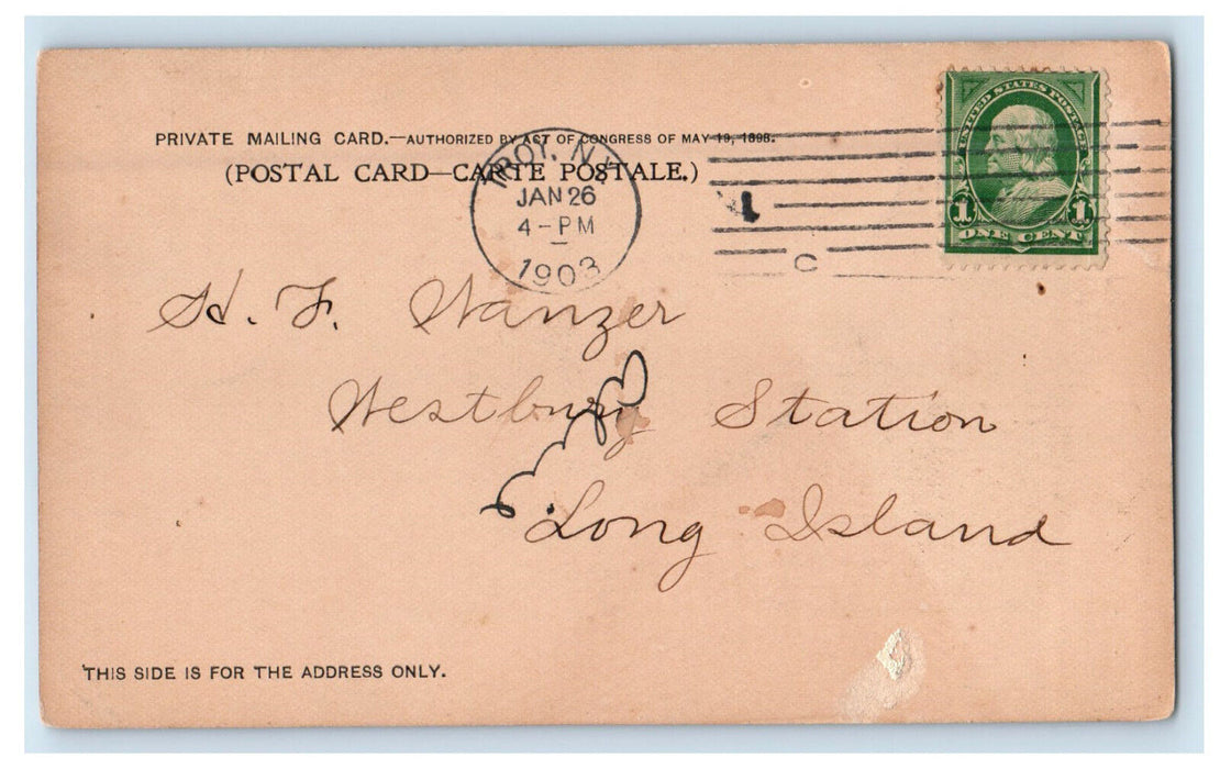 1903 Troy High School, Troy New York NY Antique Posted PMC Postcard
