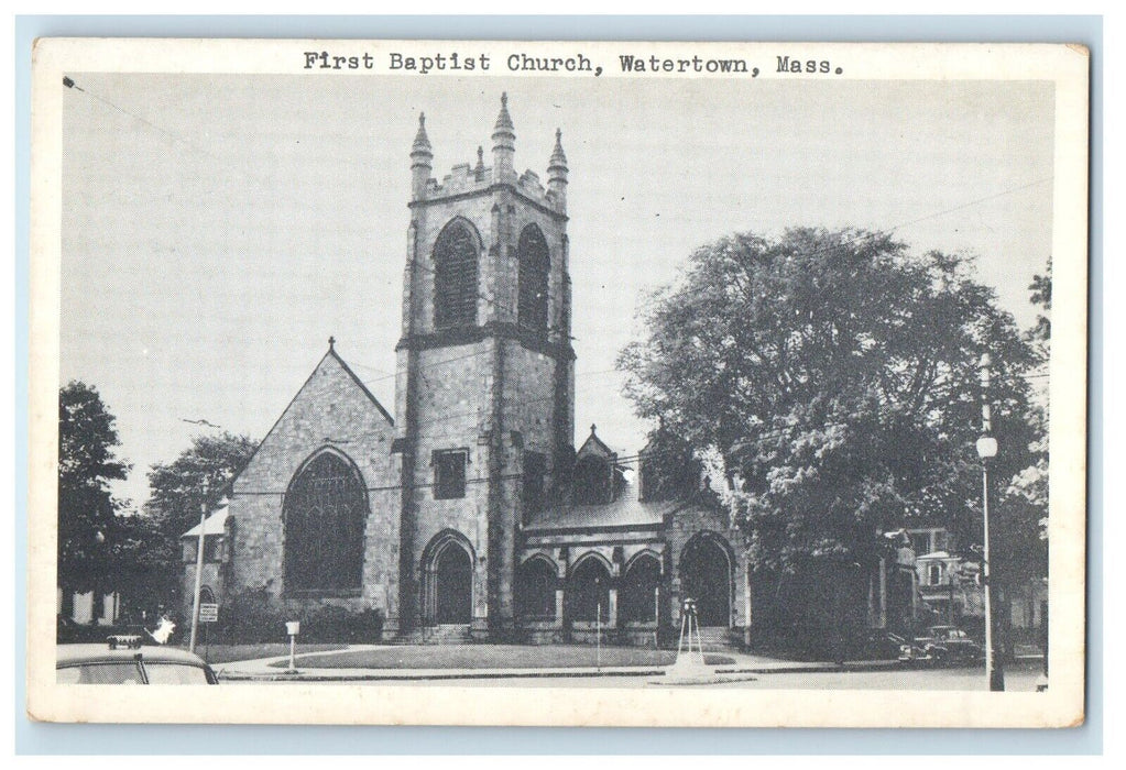 View Of First Baptist Church Watertown Massachusetts MA Unposted Postcard