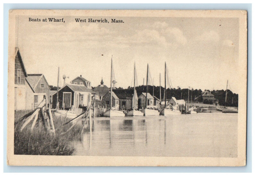 c1910's Boats At Wharf West Harwich Massachusetts MA Vintage Postcard