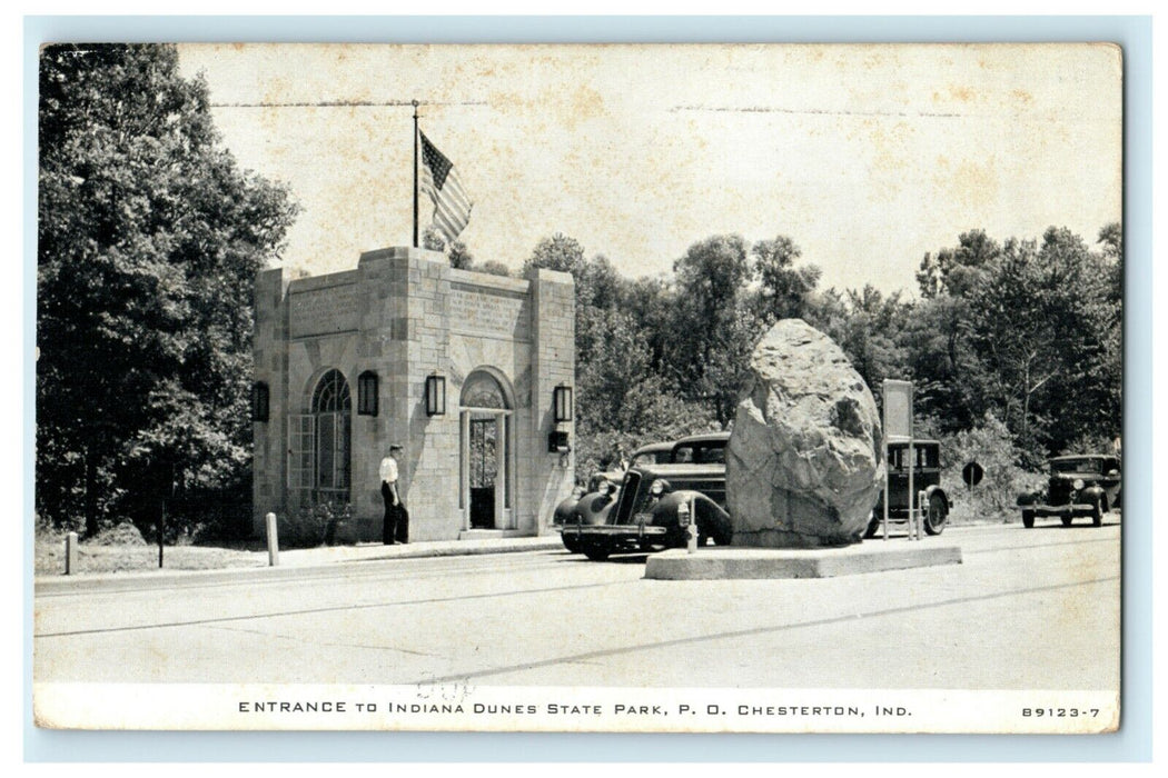 1938 Entrance Indiana Dunes State Park Chesterton Indiana IN Vintage Postcard