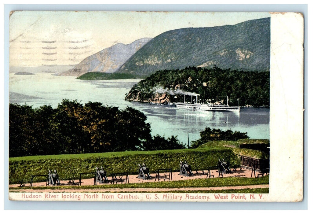 Hudson River Looking North Cambus U.S Military Academy West Point NY Postcard