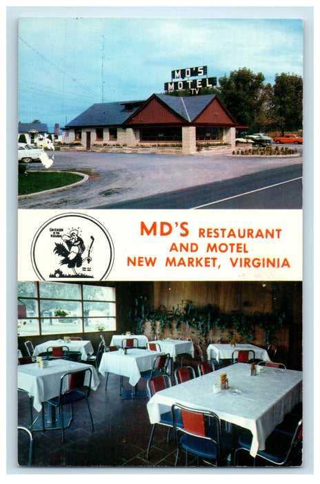 c1960s MD's Restaurant and Motel New Market Virginia VA Unposted Postcard