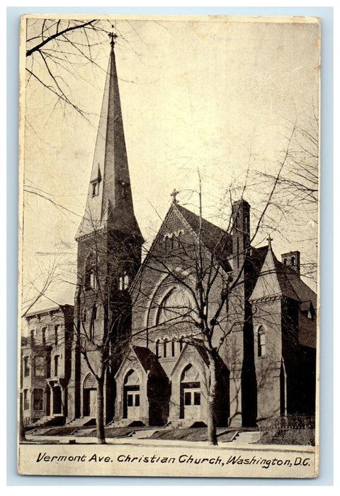 c1910 Vermont Ave. Christian Church, Washington DC Unposted Antique Postcard