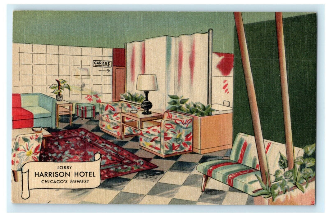 c1940's Harrison Hotel Chicago Illinois IL Unposted Vintage Postcard