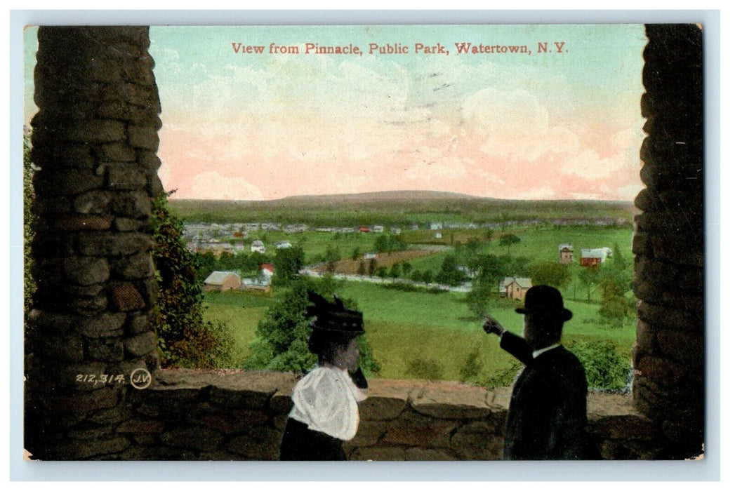 1909 View From Pinnacle Public Park Watertown New York NY Antique Postcard