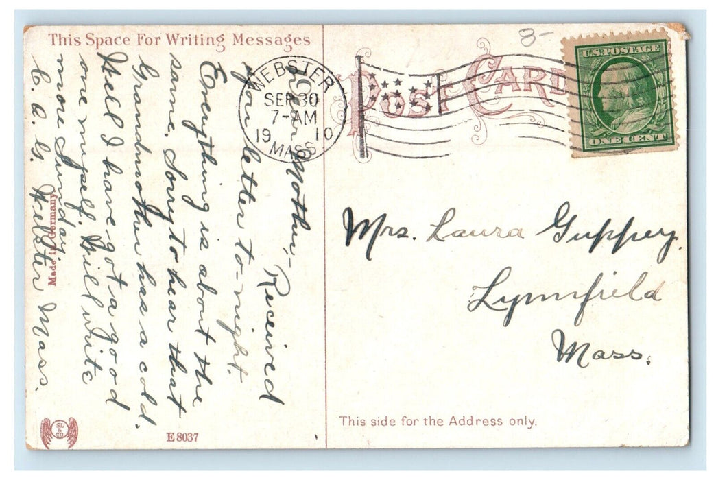 1910 Main Street Business Section Webster Massachusetts MA Antique Postcard