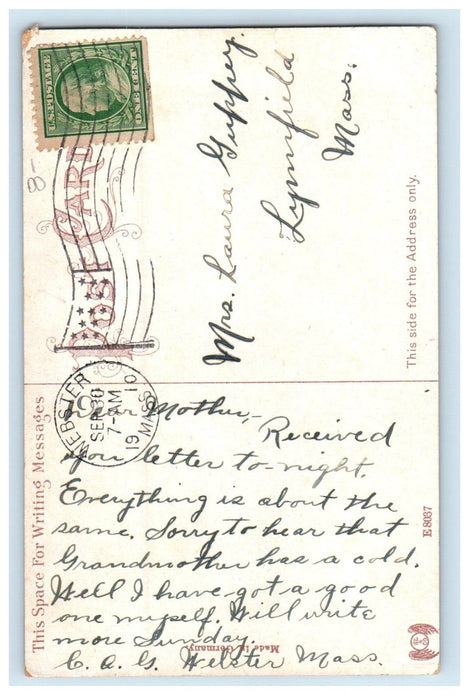 1910 Main Street Business Section Webster Massachusetts MA Antique Postcard