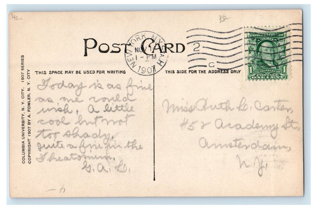 1907 Columbia University Looking East From Library  NY RPPC Photo Postcard