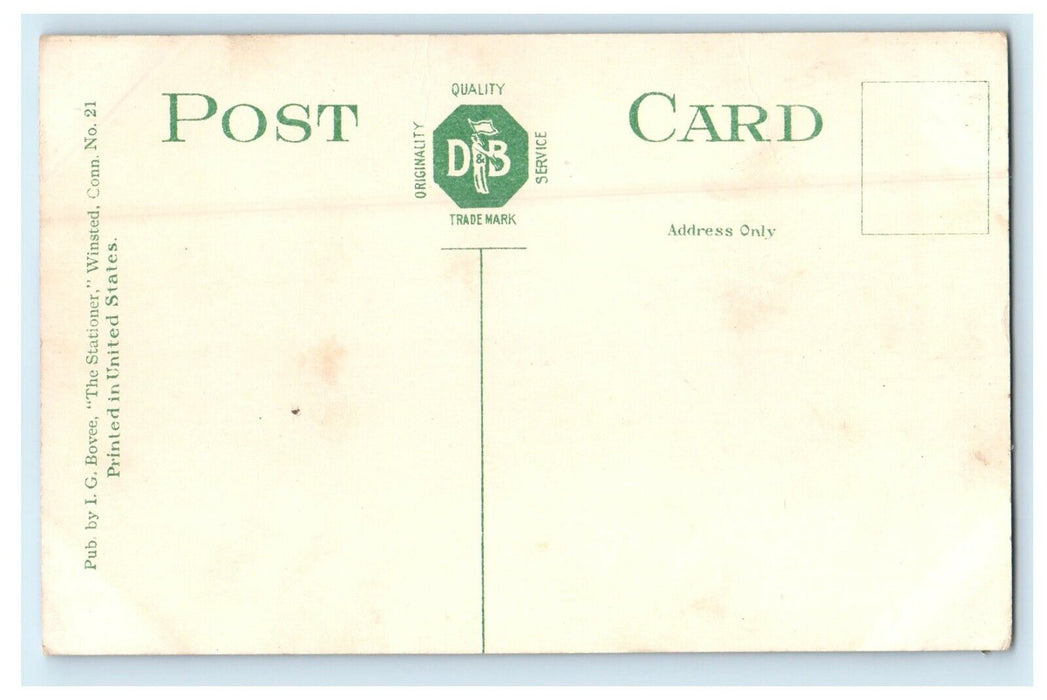 1908 Boating at Highland Lake, Winsted Connecticut CT Antique Postcard