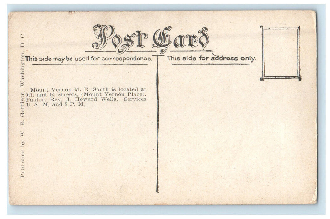 c1910 Mount Vernon Church ME South Washington DC Unposted Antique Postcard