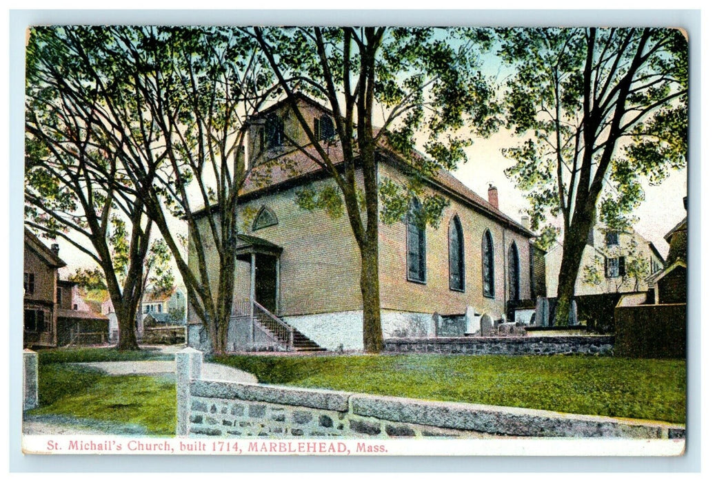 c1910 St. Michail's Church Entrance Marblehead Massachusetts MA Antique Postcard