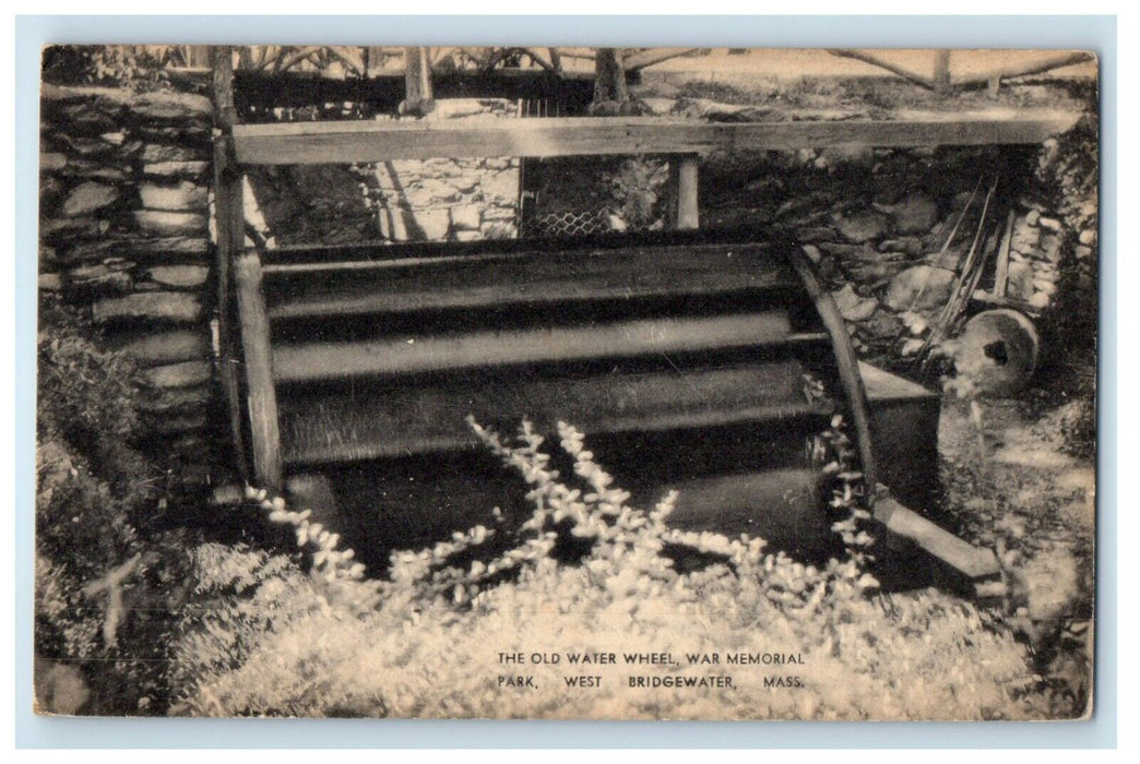 The Old Water Wheel War Memorial West Bridgewater Massachusetts MA Postcard