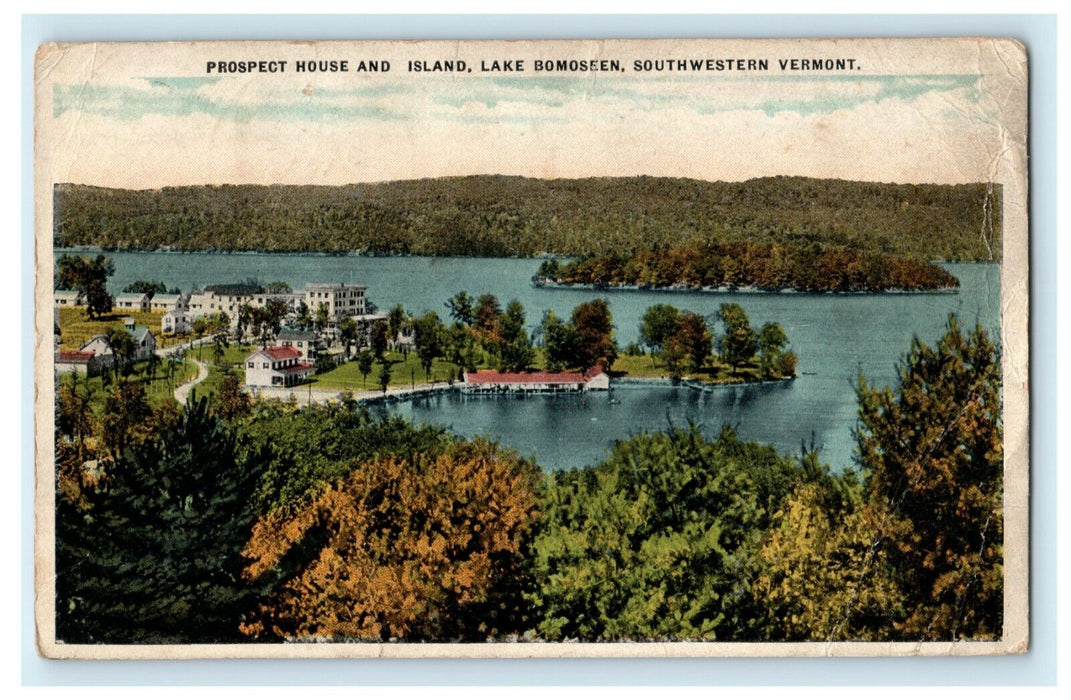 1920's Prospect House and Island Lake Bomoseen Vermont VT Posted Postcard