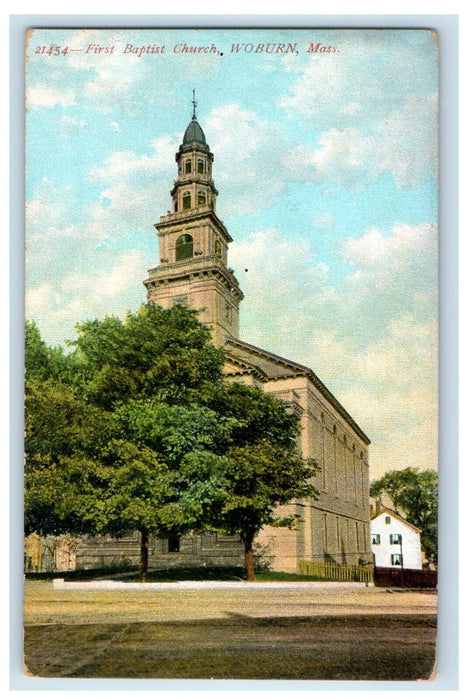1911 First Baptist Church Woburn Massachusetts MA Posted Antique Postcard