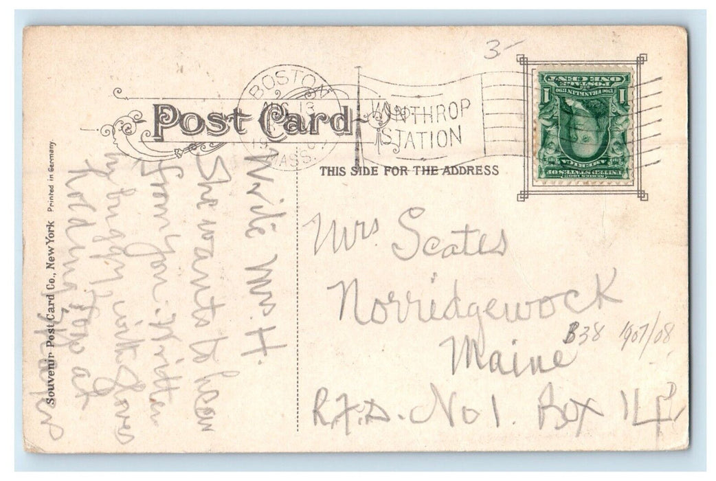 1907 Boulevard And Beach, Winthrop Beach Massachusetts MA Antique Postcard