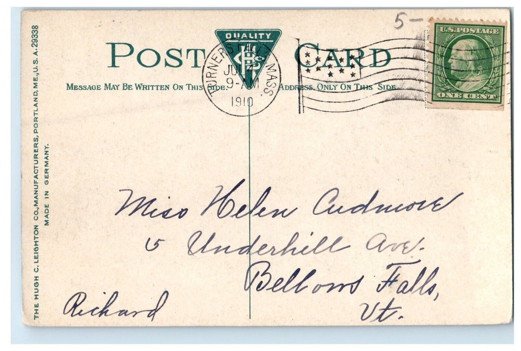 1910 High School Building Campus Turners Falls Massachusetts MA Postcard