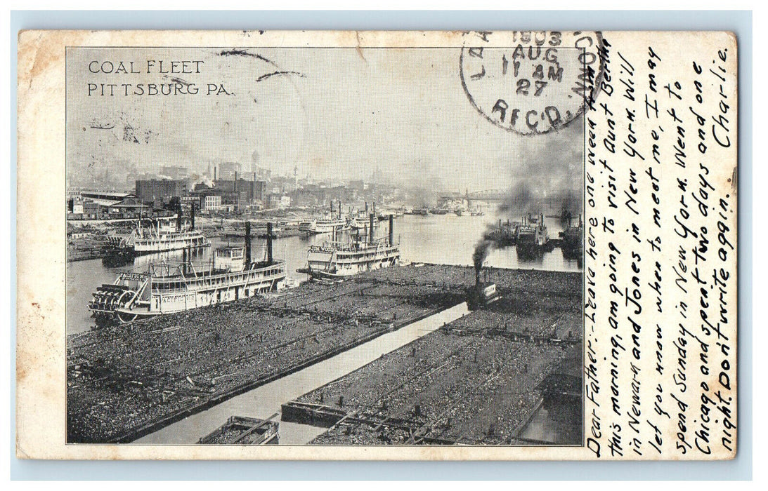 1903 Pacific Jim Bean Iroan Age Steamer Pittsburg PA PMC Posted Postcard