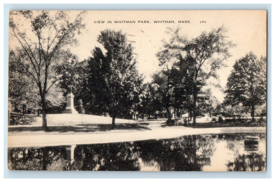 1952 View In Whitman Park Whitman Massachusetts MA Posted Vintage Postcard