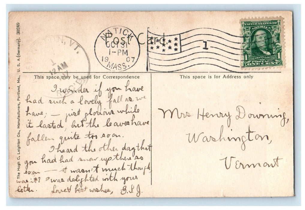 1907 Wayland Massachusetts MA, Bridge Crossing Sudbury River Antique Postcard