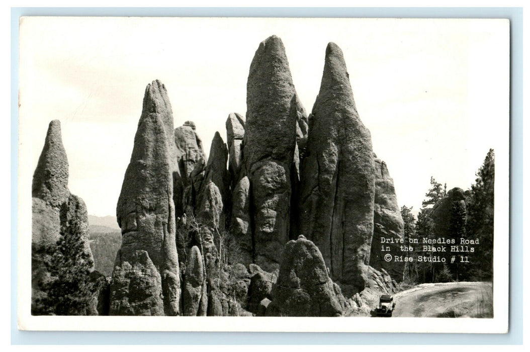 c1940's Needles Road Black Hills South Dakota SD Vintage RPPC Photo Postcard